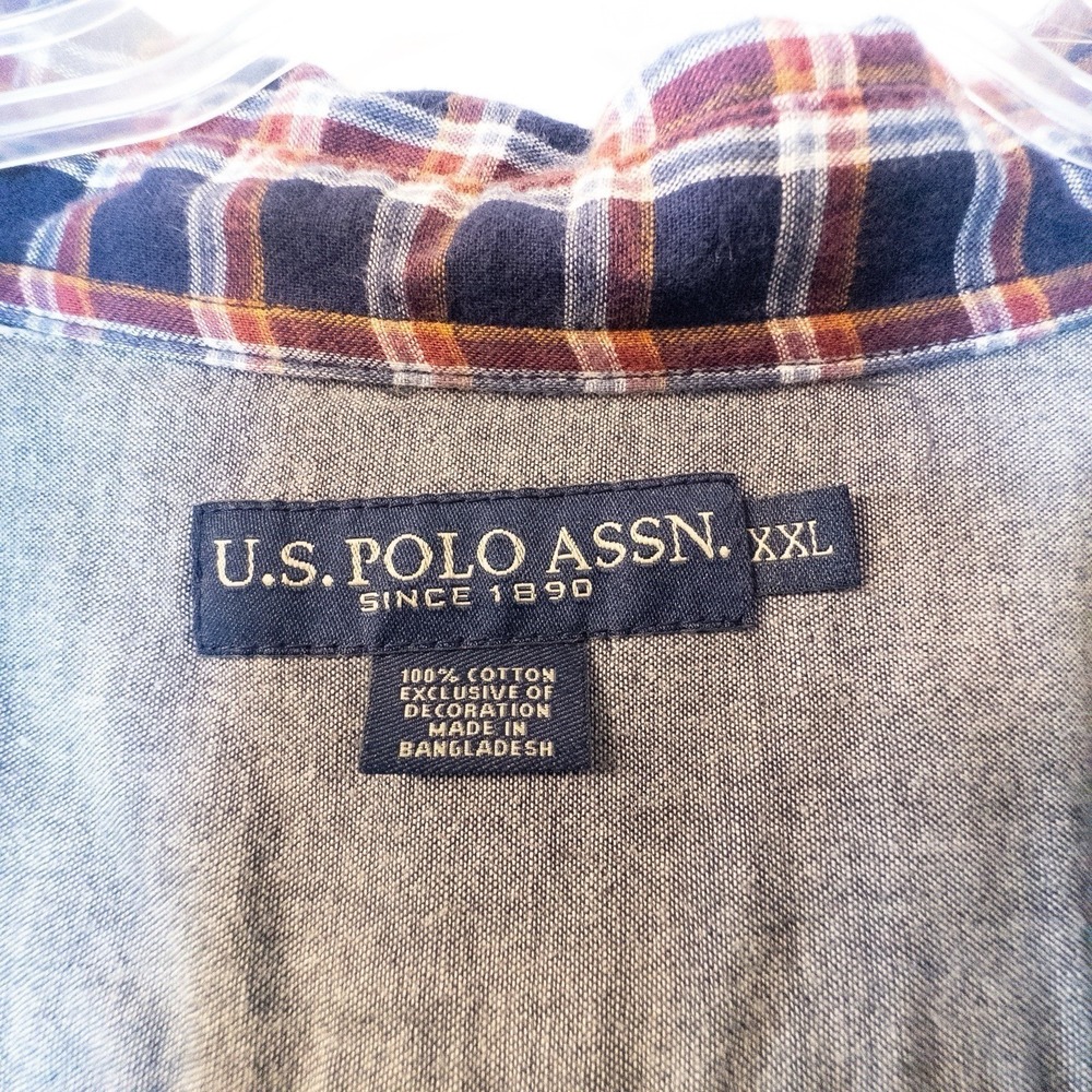 U.S. Polo‎ Assn. XXL Plaid Flannel Shirt Long Sleeve Button Down Casual Gorpcore - Picture 3 of 9